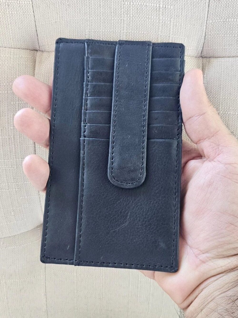 Leather Long Wallet Unisex Card Holder Blak Genuine Leather Handmade Clutch